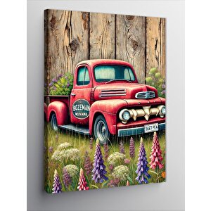 Kanvas Tablo Kırmızı Vintage Kamyonet 100x140 cm
