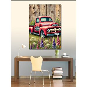 Kanvas Tablo Kırmızı Vintage Kamyonet 100x140 cm