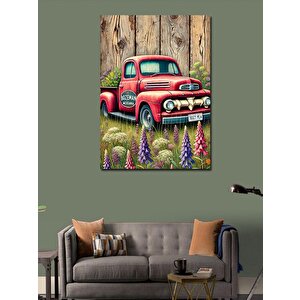 Kanvas Tablo Kırmızı Vintage Kamyonet 100x140 cm