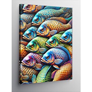 Kanvas Tablo Renkli Balık Deseni 70x100 cm