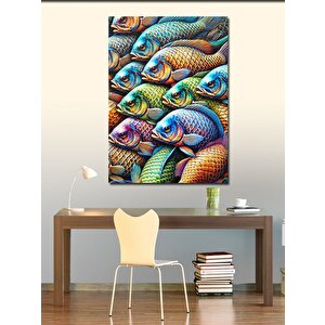 Kanvas Tablo Renkli Balık Deseni 70x100 cm