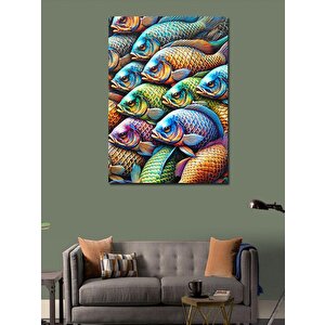 Kanvas Tablo Renkli Balık Deseni 70x100 cm