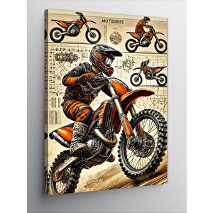 Kanvas Tablo Motokros Yarışı 100x140 cm