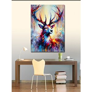 Kanvas Tablo Renkli Geyik Portresi 100x140 cm