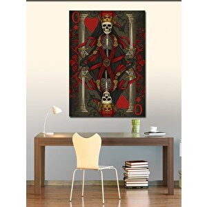 Kanvas Tablo İskambil Kağıdı Ve İskelet Kral 100x140 cm