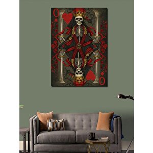 Kanvas Tablo İskambil Kağıdı Ve İskelet Kral 100x140 cm