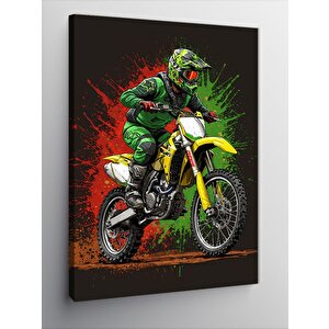 Kanvas Tablo Motokros Yarışçısı 100x140 cm