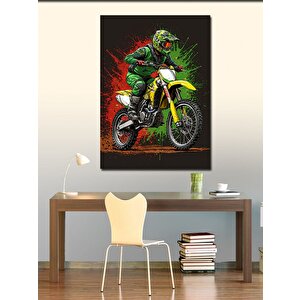 Kanvas Tablo Motokros Yarışçısı 100x140 cm