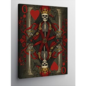Kanvas Tablo İskambil Kağıdı Ve İskelet Kral 50x70 cm