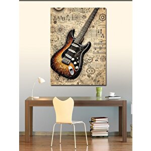 Kanvas Tablo Vintage Elektro Gitar 70x100 cm