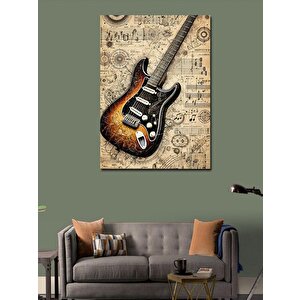 Kanvas Tablo Vintage Elektro Gitar 70x100 cm