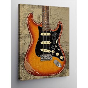 Kanvas Tablo Vintage Elektro Gitar Çizimi 70x100 cm