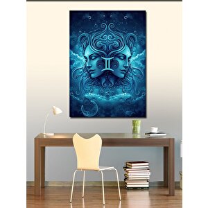 Kanvas Tablo İkizler Burcu Mavi Simge Tasarımı 70x100 cm