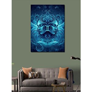 Kanvas Tablo İkizler Burcu Mavi Simge Tasarımı 50x70 cm