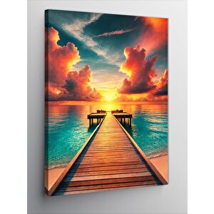 Kanvas Tablo Gün Batımında Renkli İskele 50x70 cm