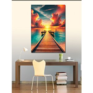 Kanvas Tablo Gün Batımında Renkli İskele 50x70 cm