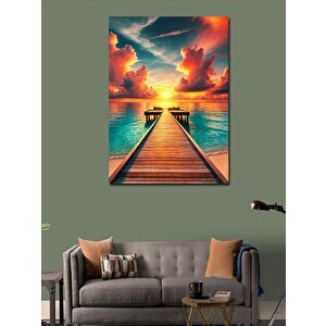 Kanvas Tablo Gün Batımında Renkli İskele 50x70 cm