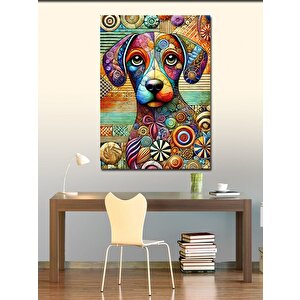 Kanvas Tablo Renkli Köpek Çizimi 70x100 cm