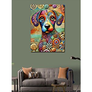Kanvas Tablo Renkli Köpek Çizimi 70x100 cm