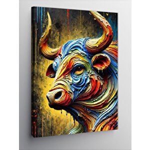 Kanvas Tablo Renkli Boğa Portresi 50x70 cm