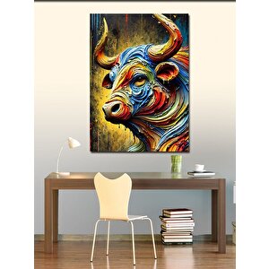 Kanvas Tablo Renkli Boğa Portresi 70x100 cm