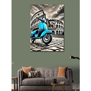 Kanvas Tablo Kolezyum Ve Mavi Motosiklet 100x140 cm