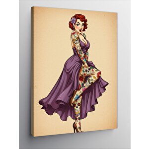 Kanvas Tablo Zarif Vintage Kadın 100x140 cm