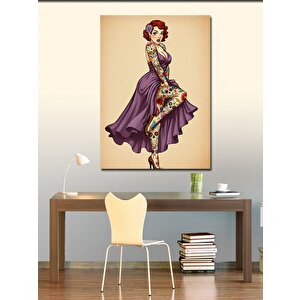 Kanvas Tablo Zarif Vintage Kadın 100x140 cm