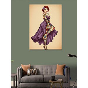 Kanvas Tablo Zarif Vintage Kadın 100x140 cm