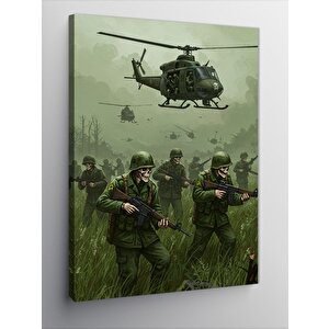 Kanvas Tablo İskelet Askerler Ve Helikopterler 50x70 cm