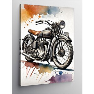 Kanvas Tablo Vintage Motosiklet Ve Renk Darbeleri 50x70 cm