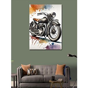 Kanvas Tablo Vintage Motosiklet Ve Renk Darbeleri 50x70 cm