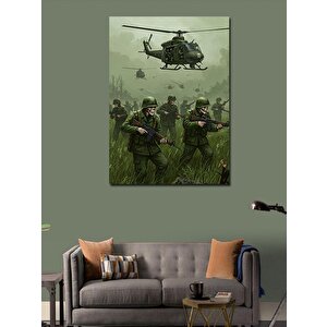 Kanvas Tablo İskelet Askerler Ve Helikopterler 100x140 cm