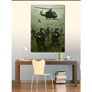 Kanvas Tablo İskelet Askerler Ve Helikopterler 70x100 cm