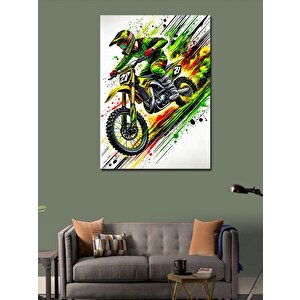 Kanvas Tablo Yarış Motoru Çizimi 100x140 cm