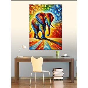 Kanvas Tablo Renkli Fil İllüstrasyonu 70x100 cm