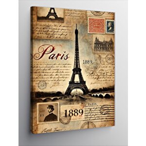 Kanvas Tablo Paris Temalı Vintage Kartpostal 50x70 cm