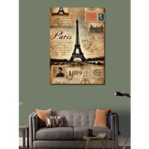 Kanvas Tablo Paris Temalı Vintage Kartpostal 50x70 cm