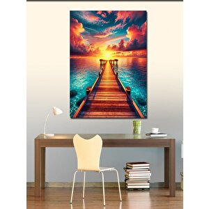 Kanvas Tablo Gün Batımında Ahşap İskele 50x70 cm