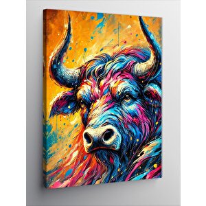 Kanvas Tablo Renkli Boğa Portresi 50x70 cm
