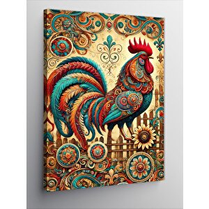 Kanvas Tablo Renkli Horoz Deseni 50x70 cm