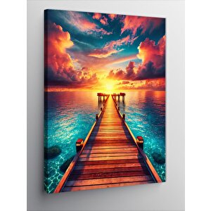 Kanvas Tablo Gün Batımında Ahşap İskele 70x100 cm
