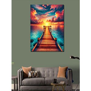 Kanvas Tablo Gün Batımında Ahşap İskele 70x100 cm