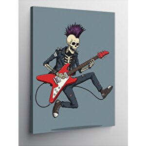 Kanvas Tablo İskelet Rockçı Ve Gitar 50x70 cm