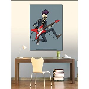 Kanvas Tablo İskelet Rockçı Ve Gitar 50x70 cm