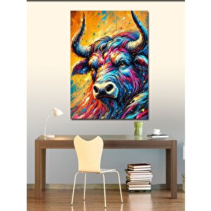 Kanvas Tablo Renkli Boğa Portresi 70x100 cm