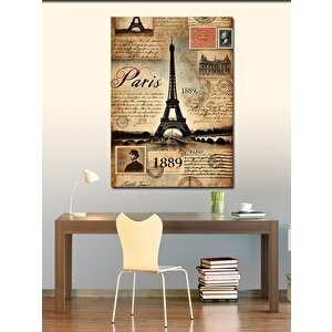 Kanvas Tablo Paris Temalı Vintage Kartpostal 70x100 cm