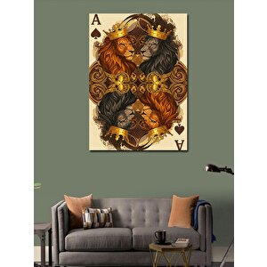 Kanvas Tablo Aslan Temalı Oyun Kartı 70x100 cm