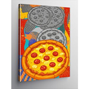 Kanvas Tablo Pepperoni Pizza Ve Renk Patlaması 70x100 cm