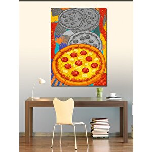 Kanvas Tablo Pepperoni Pizza Ve Renk Patlaması 70x100 cm